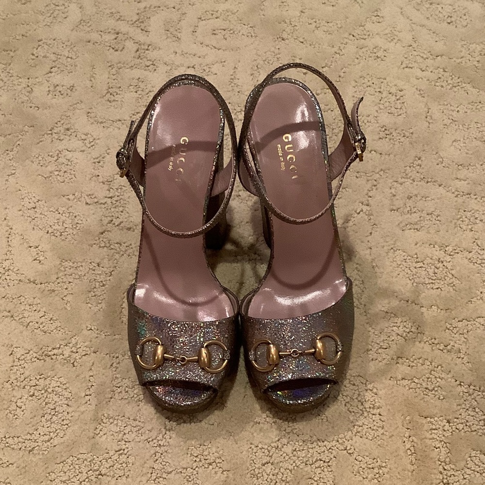 Gucci Gold and Metalic Leather Heels